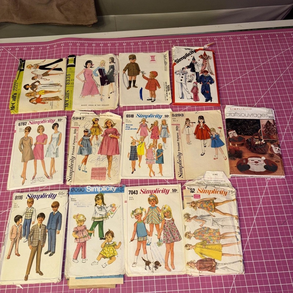13 Vintage Simplicity & McCall's Sewing Patterns Lot Girls Women 50s 60s 70s